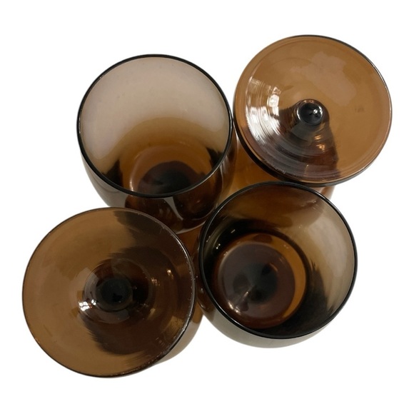 4 Gorham Reizart Crystal Accent Brown Wine Glass, Goblet 5.25" MCM VTG - Picture 4 of 10